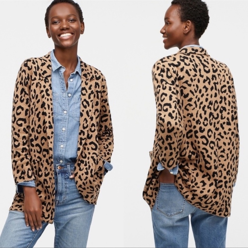 J. Crew Sophie Open-Front Leopard Sweater XS